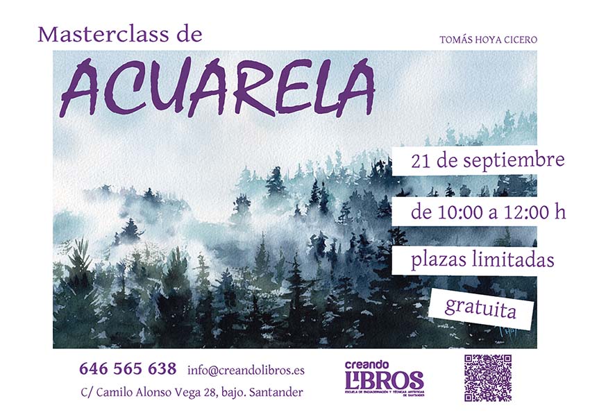 masterclass de acuarela en santander, el 21 de septiembre. Impartida por Tomás Hoya en Creando Libros de Santander.